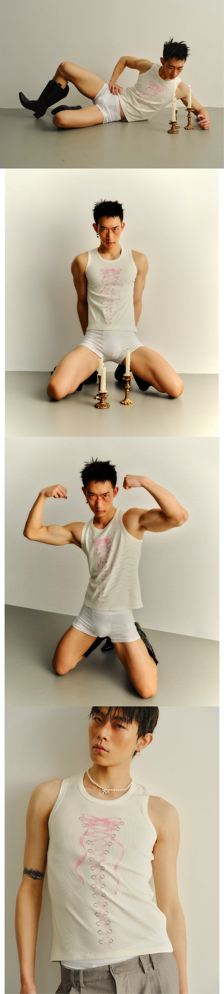 Bow tie strap printed vest