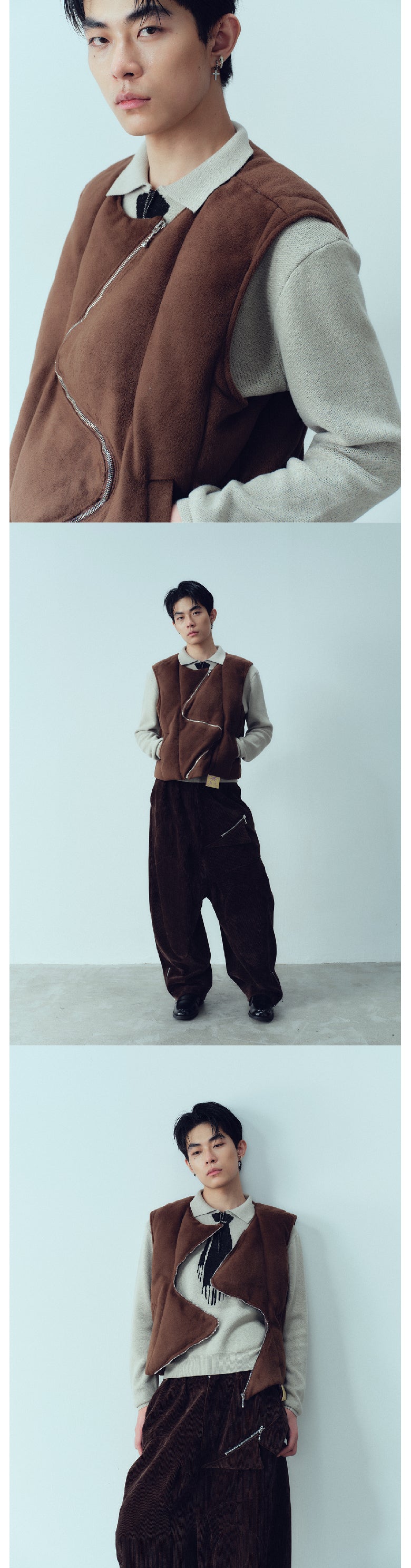 S-zippered cotton vest