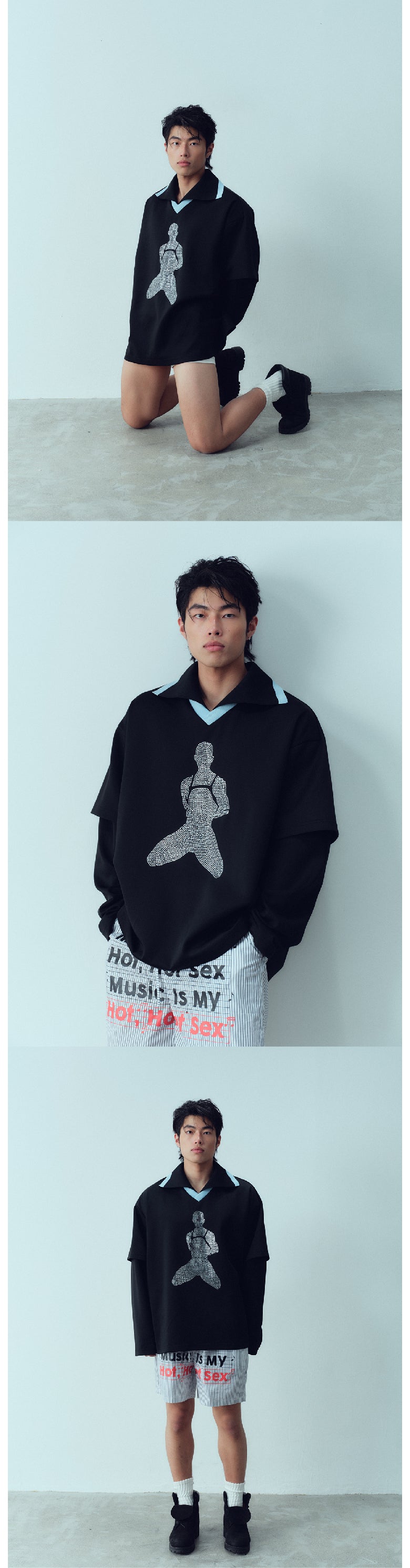 Flash diamond double-layer silhouette jersey