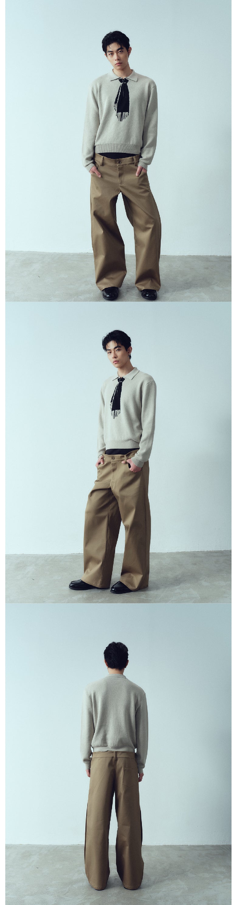 Tie Hook Flower Two tone Sweater