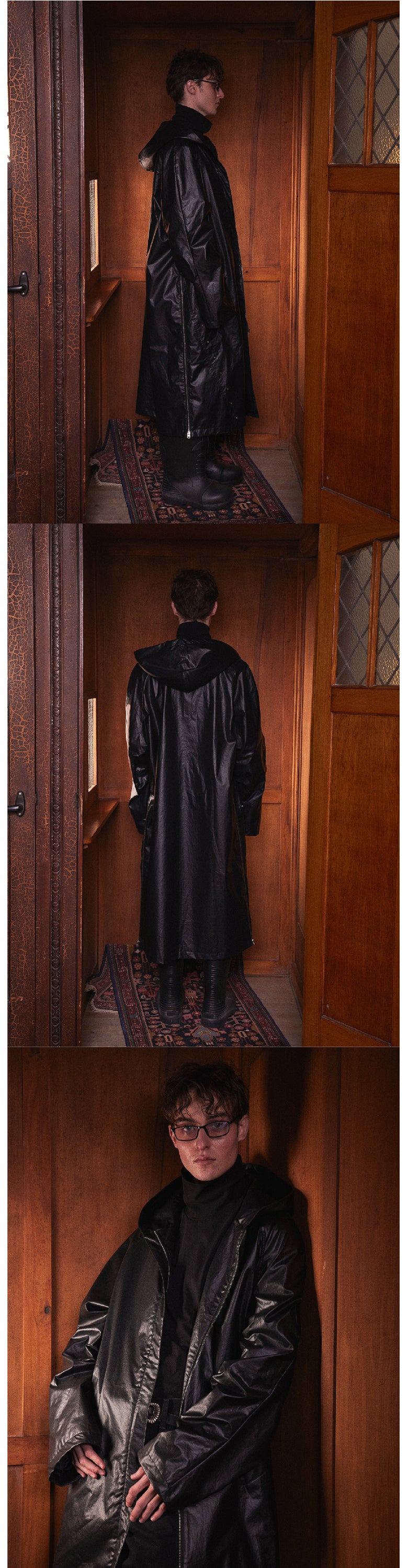 Silhouette hooded trench coat