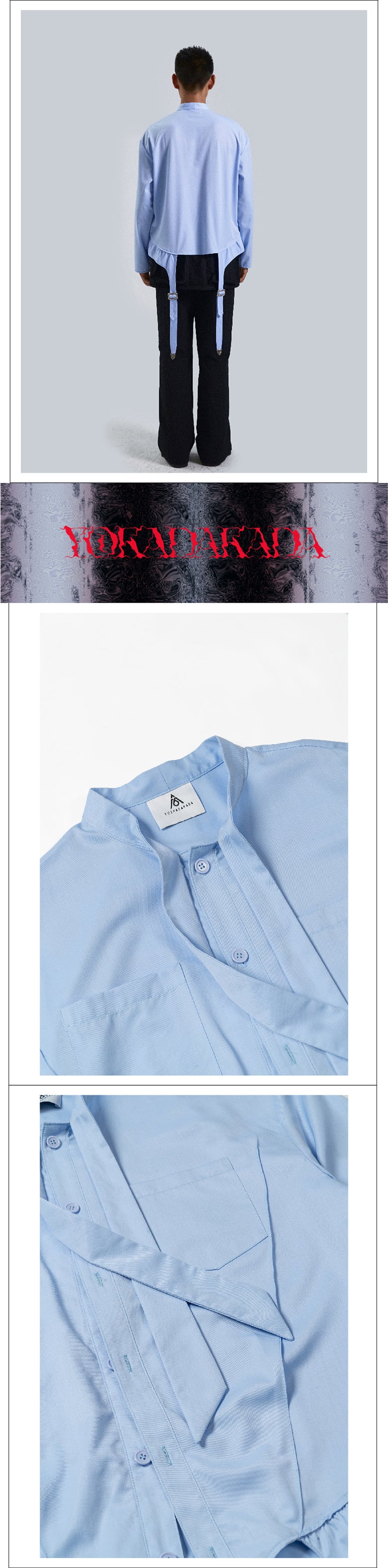 Blue suspender socks design bow tie shirt