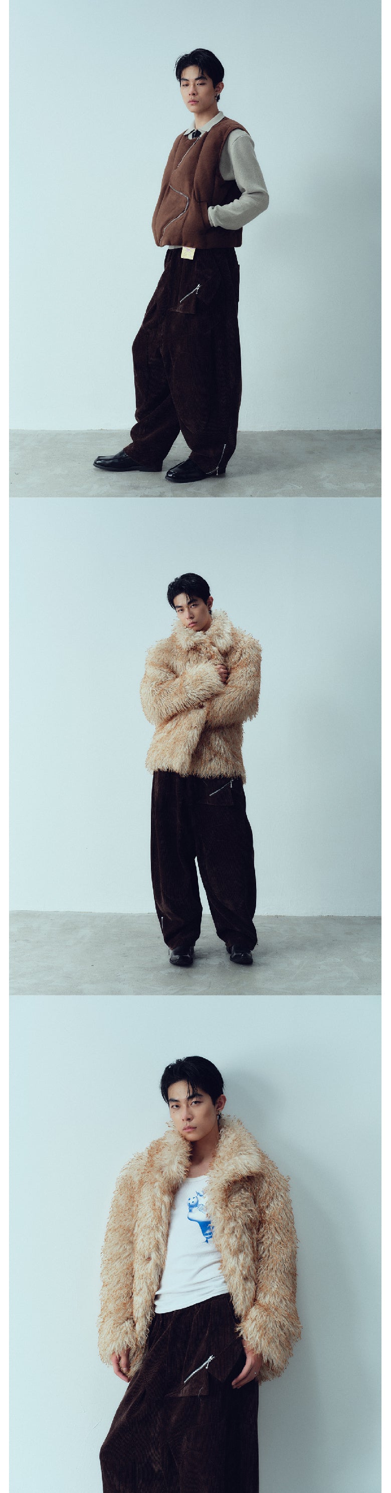 Corduroy wide leg wide crotch lantern pants