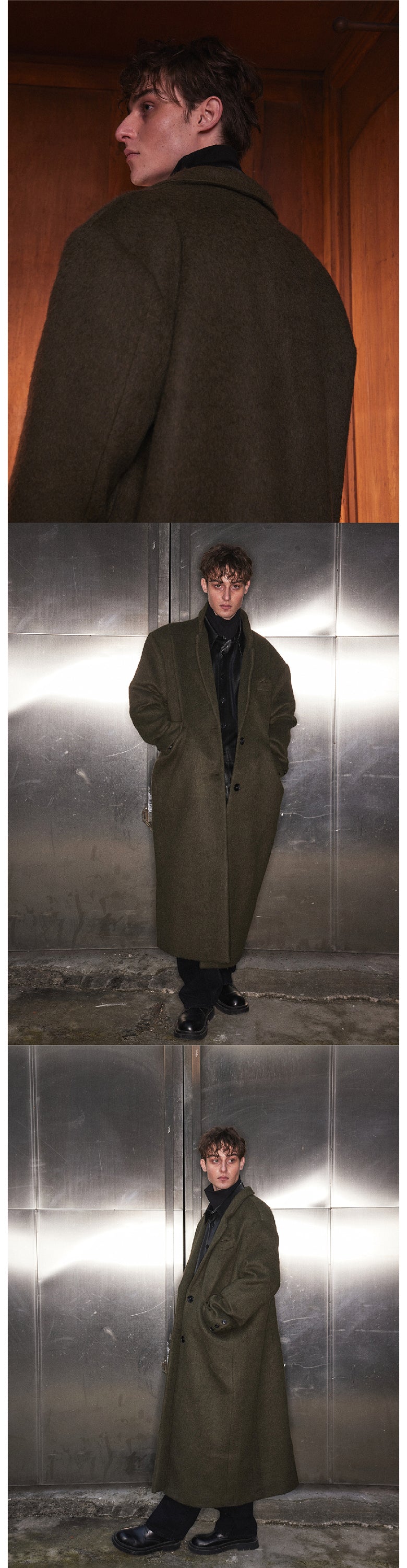 Wool wool oversized long jacket