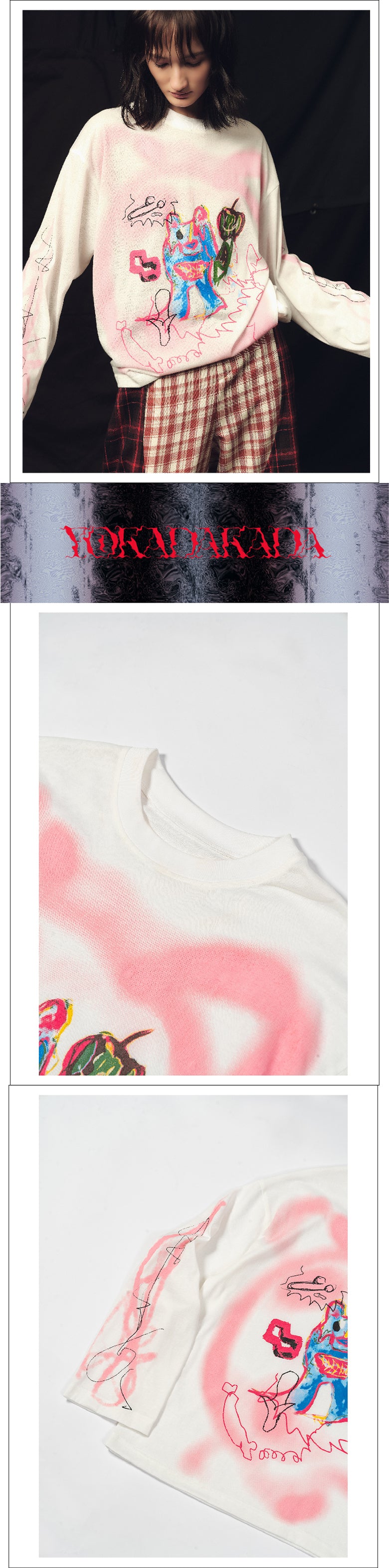 Graffiti Bear Face Long Sleeve T-shirt