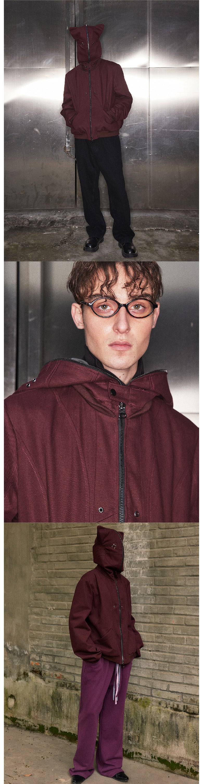 Dark red perforated jacket