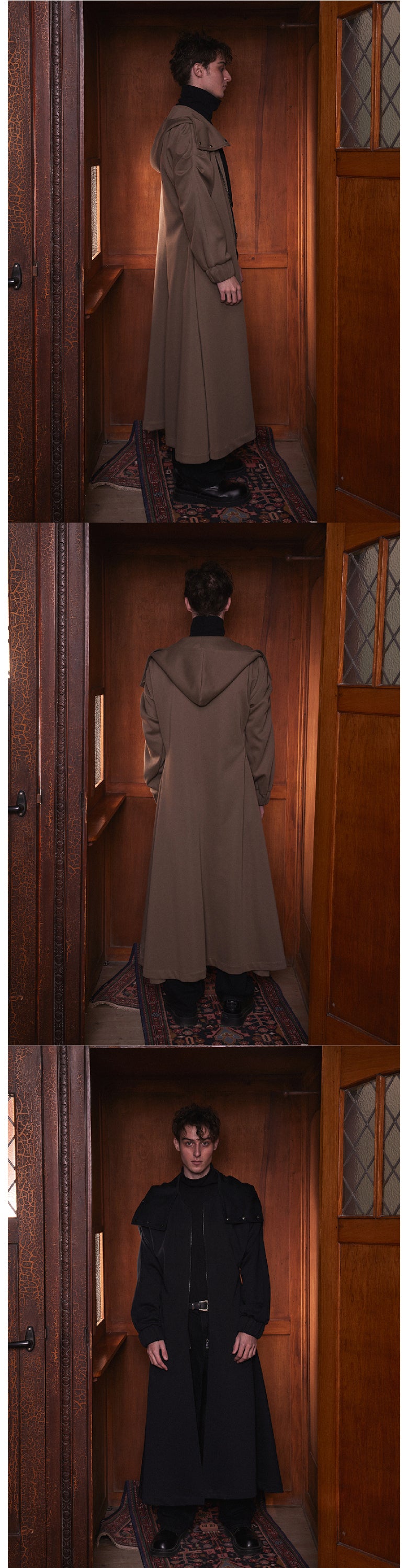 Hooded cloak pleated long windbreaker