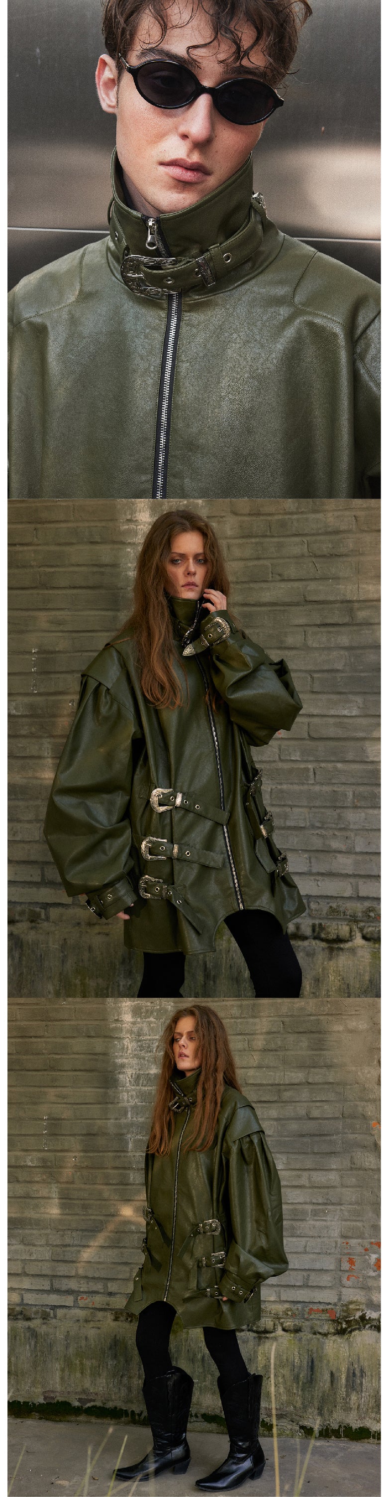 Vintage leather jacket with silhouette