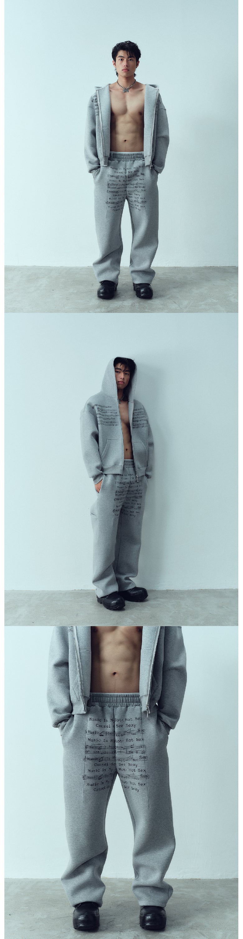 I like music printed hoodie, hoodie and pants.