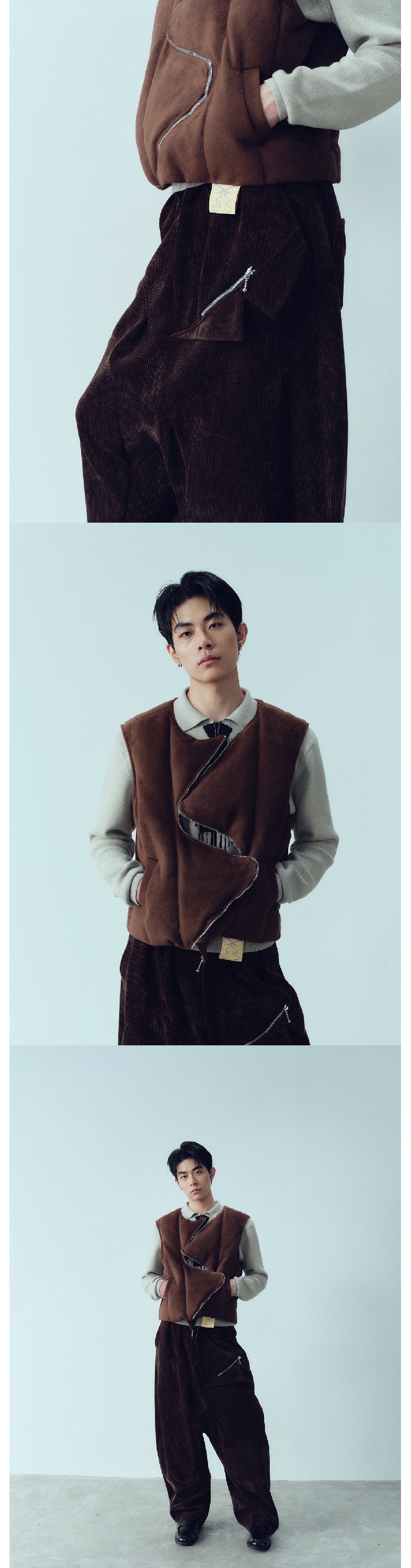 S-zippered cotton vest