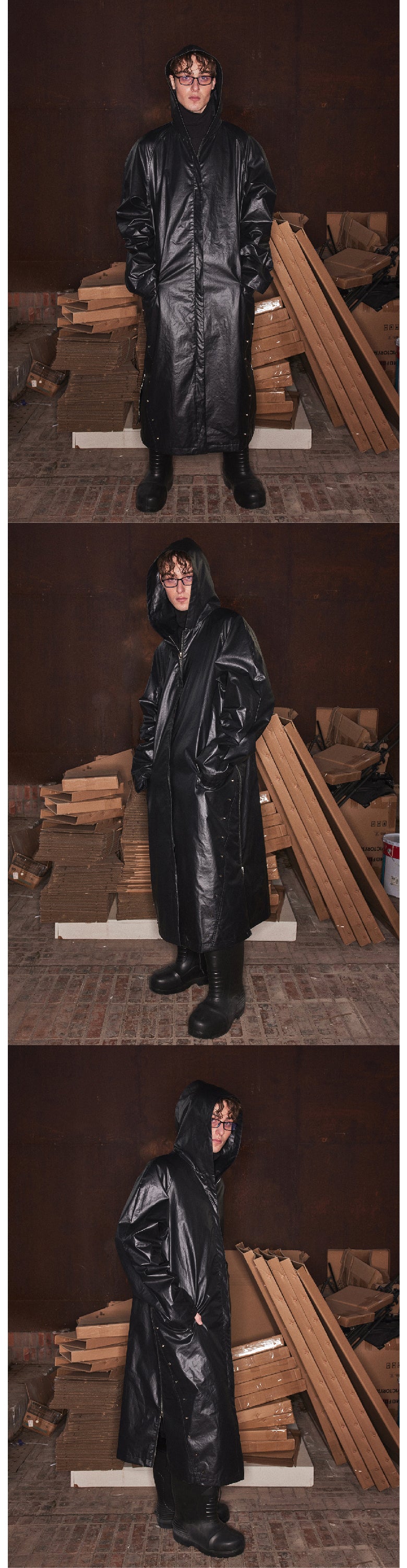 Silhouette hooded trench coat