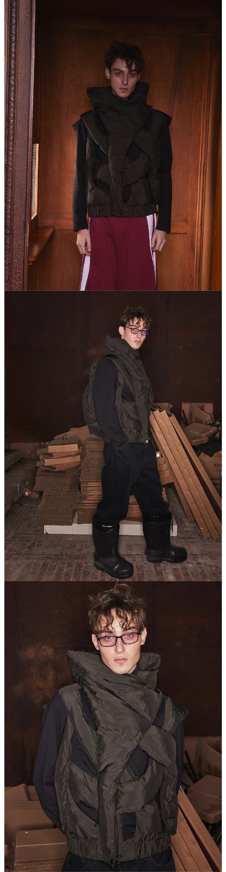 Hollow out dark cross cotton vest