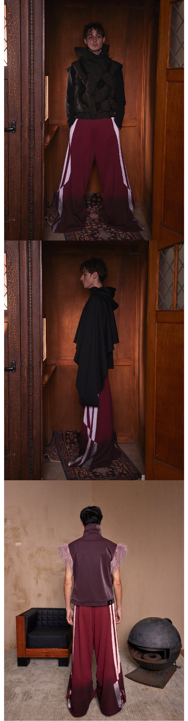 Two tone printed wide leg sports pants