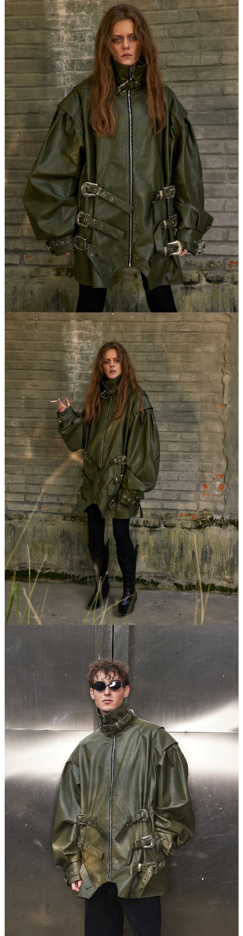 Vintage leather jacket with silhouette