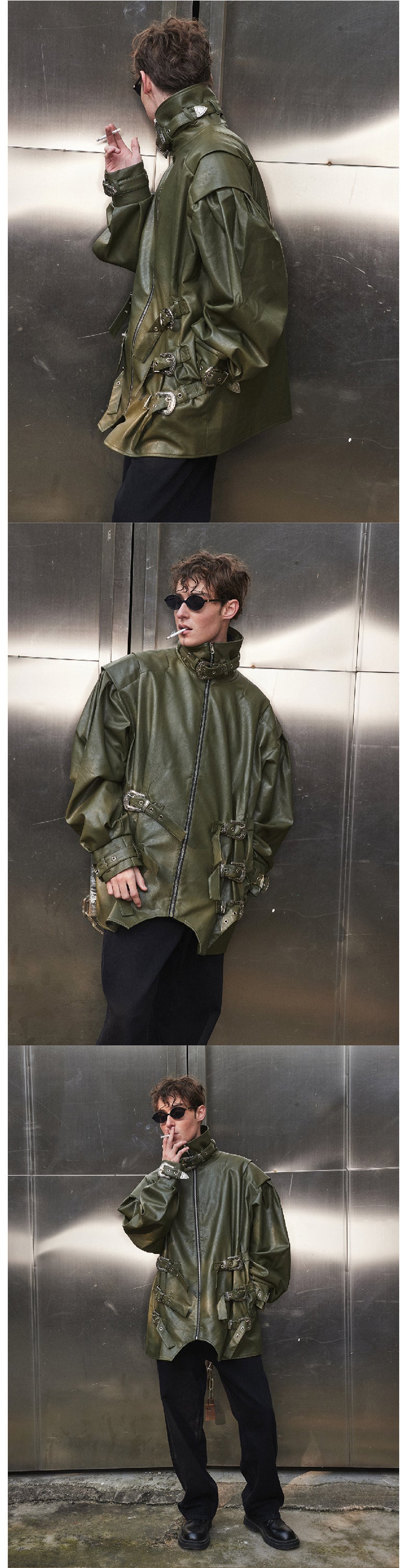 Vintage leather jacket with silhouette