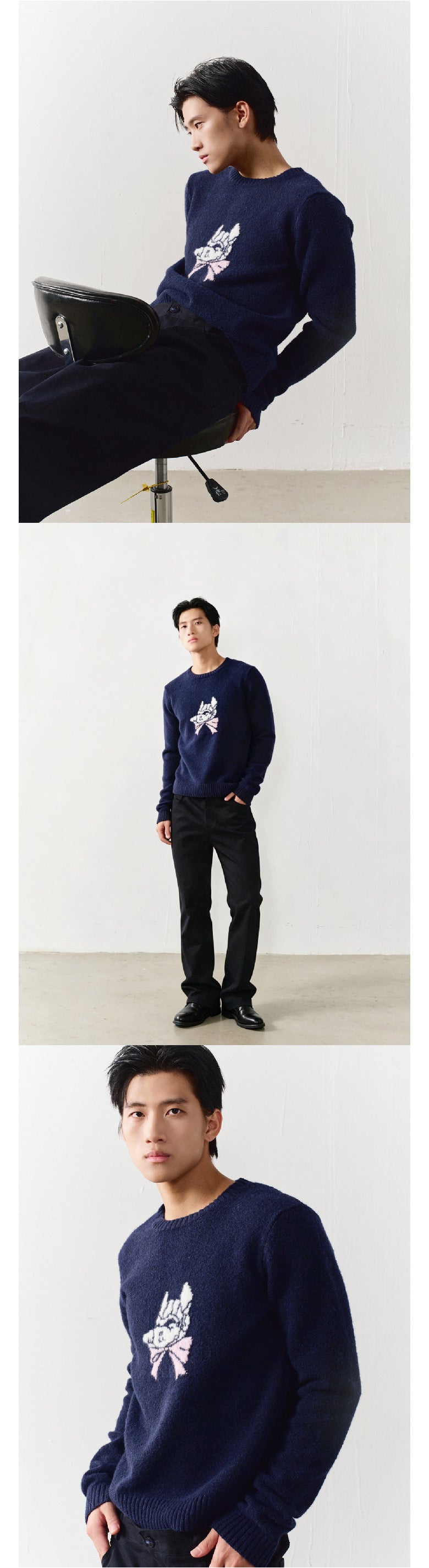 Bowknot dog head sweater
