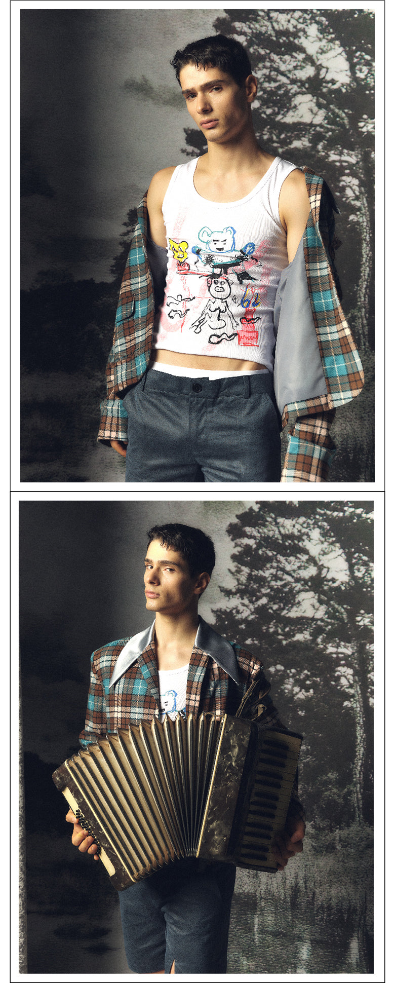 Bright retro checkered suit