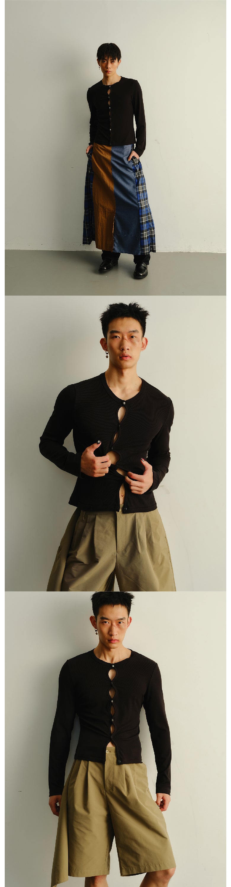 Hollow chest elastic cardigan