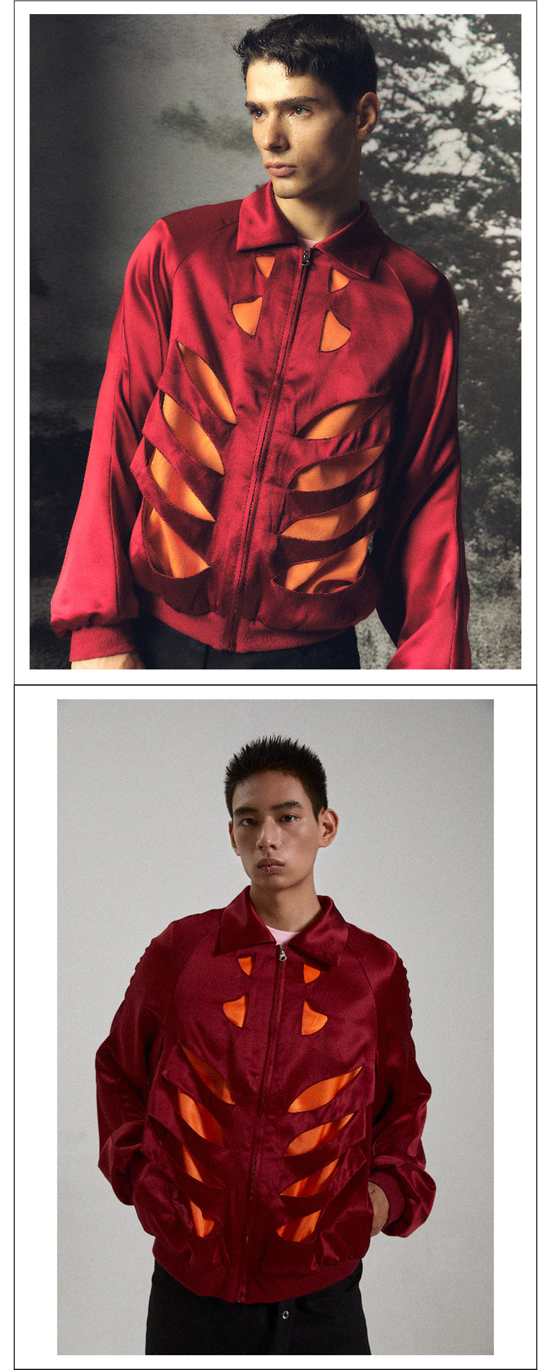 Skeleton hollowed out air force jacket