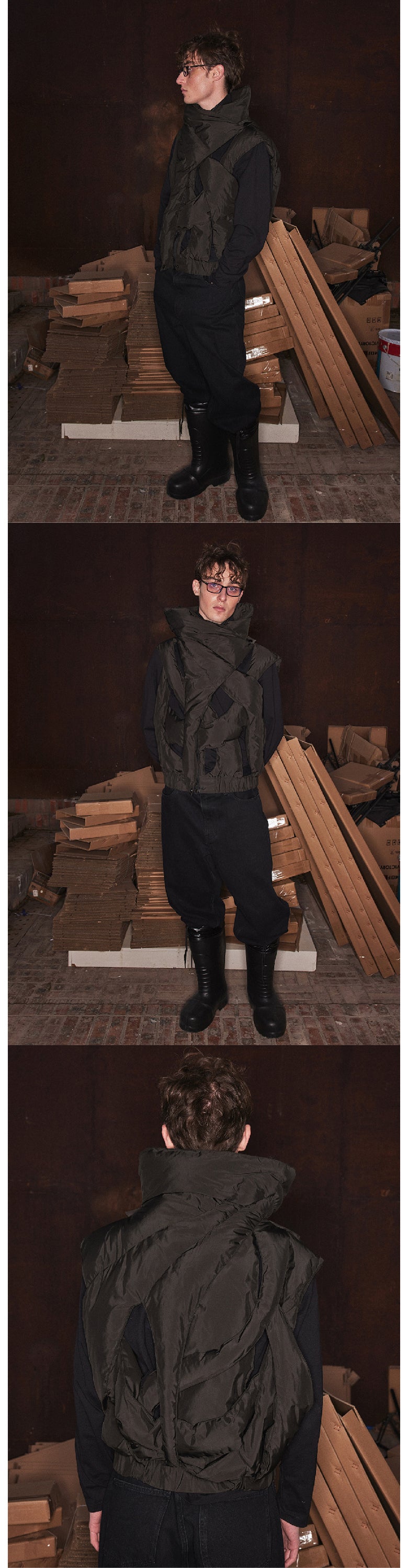 Hollow out dark cross cotton vest