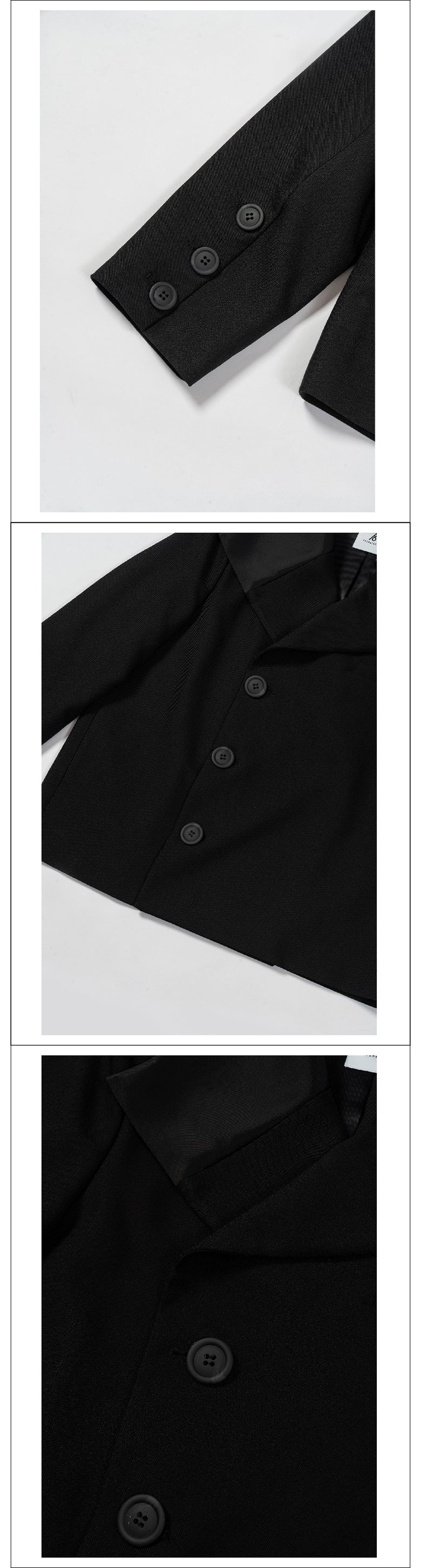 Large button shiny collar short suit