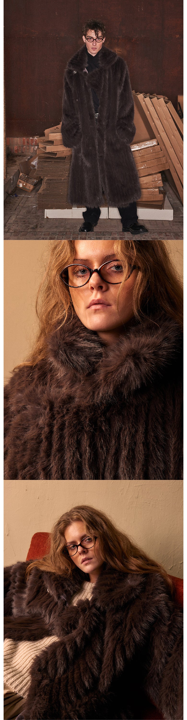 Deep brown long eco-friendly coat