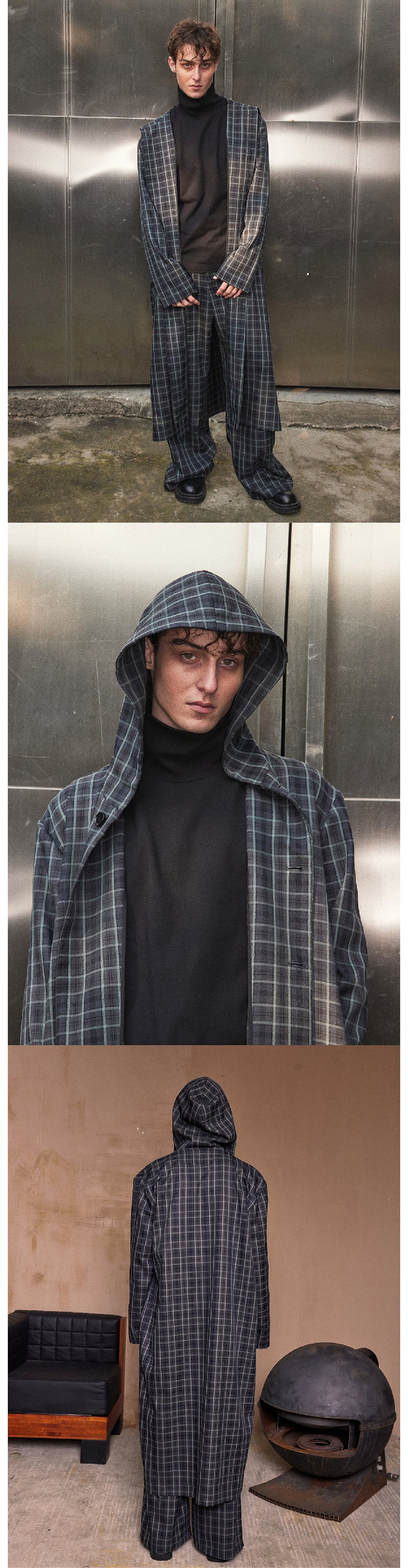 Deep green checkered long shirt