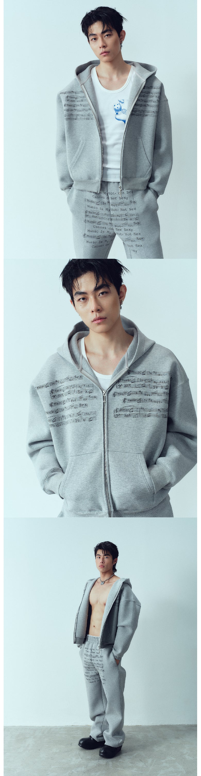 I like music printed hoodie, hoodie and pants.