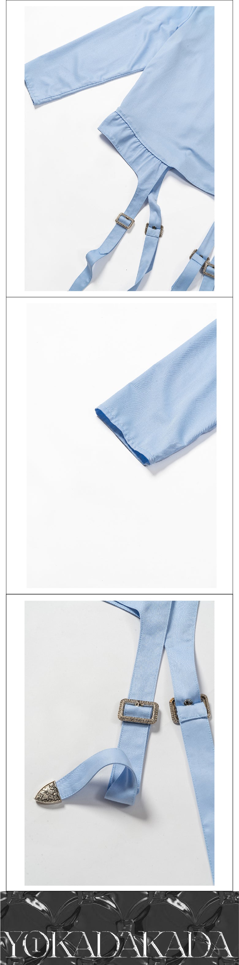 Blue suspender socks design bow tie shirt