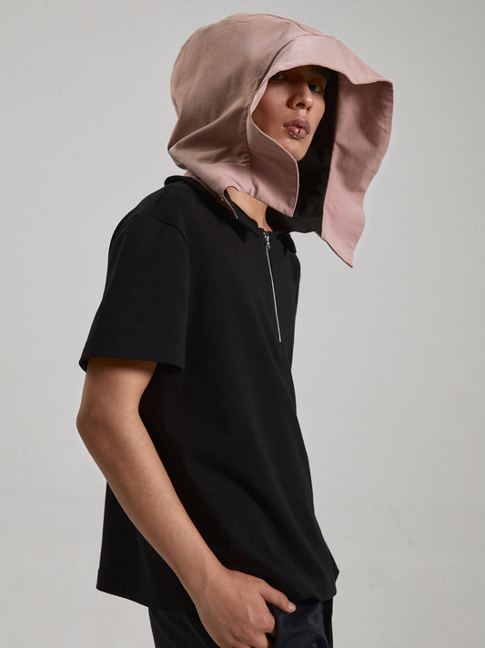 Two tone large hat detachable T-shirt