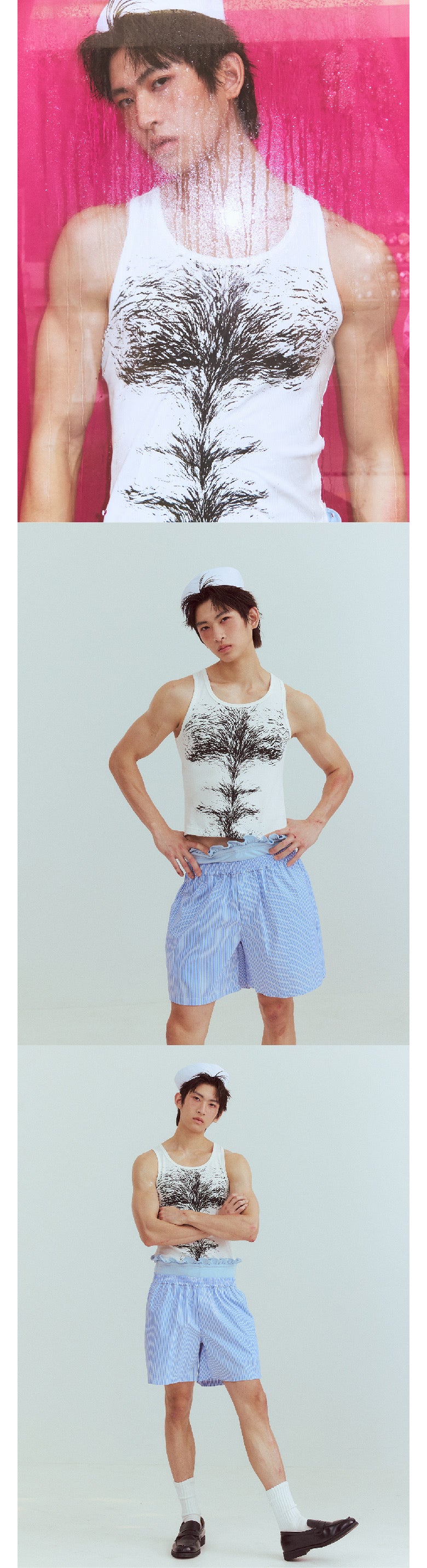 Funny short hairy I-back vest
