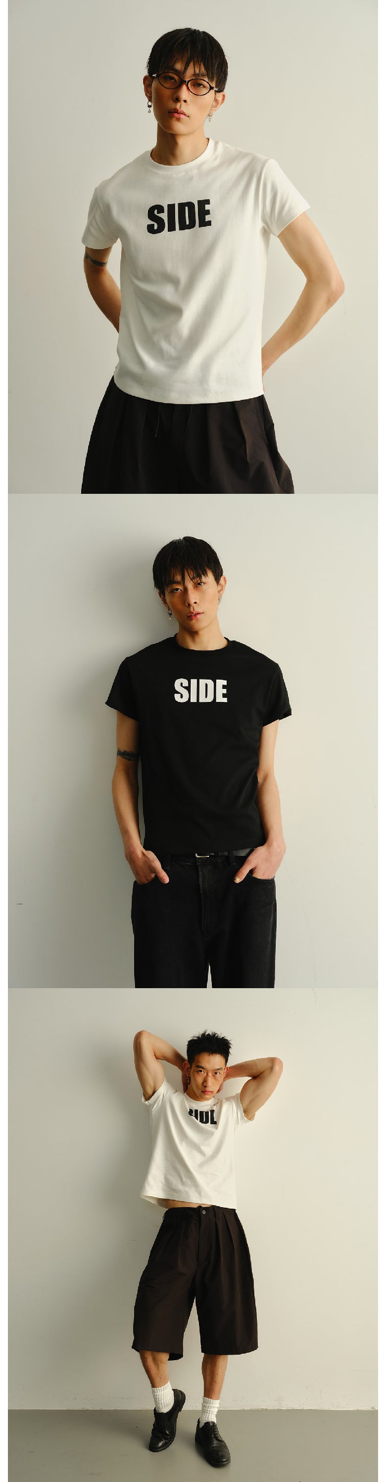 Black and white short sleeved T-shirt