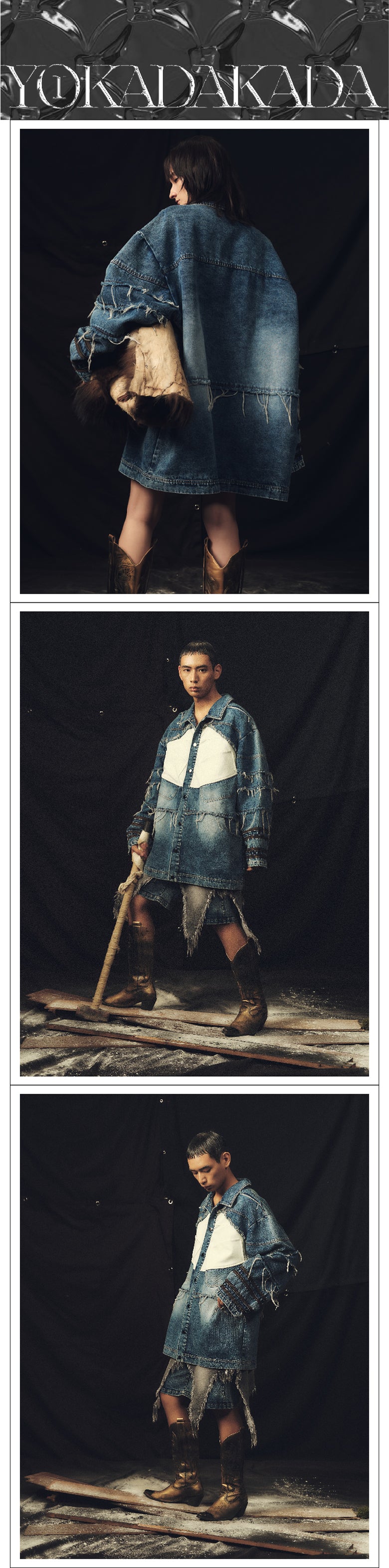 Edge stacked wide denim jacket