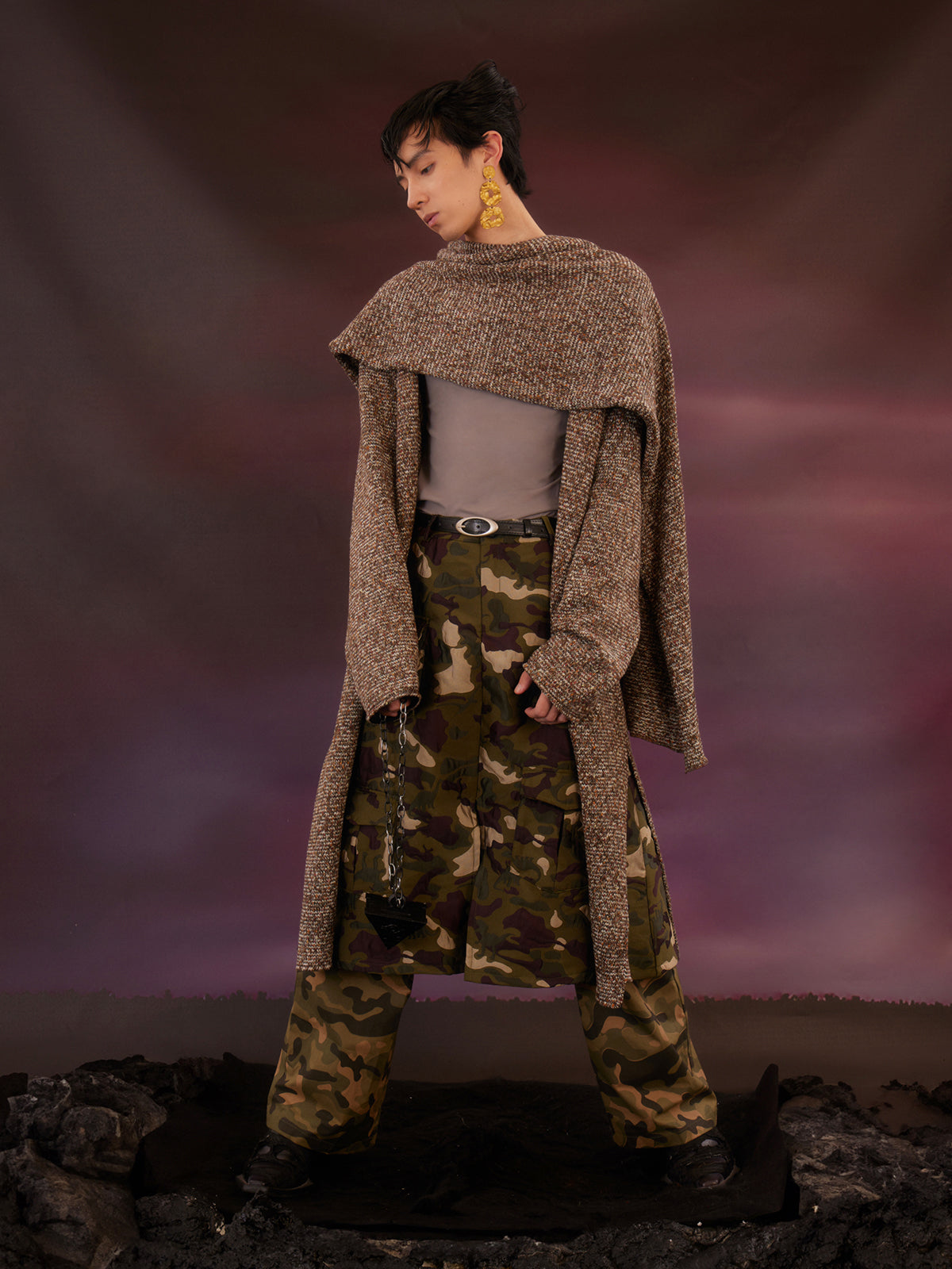 Scarf Loose Split Sweater