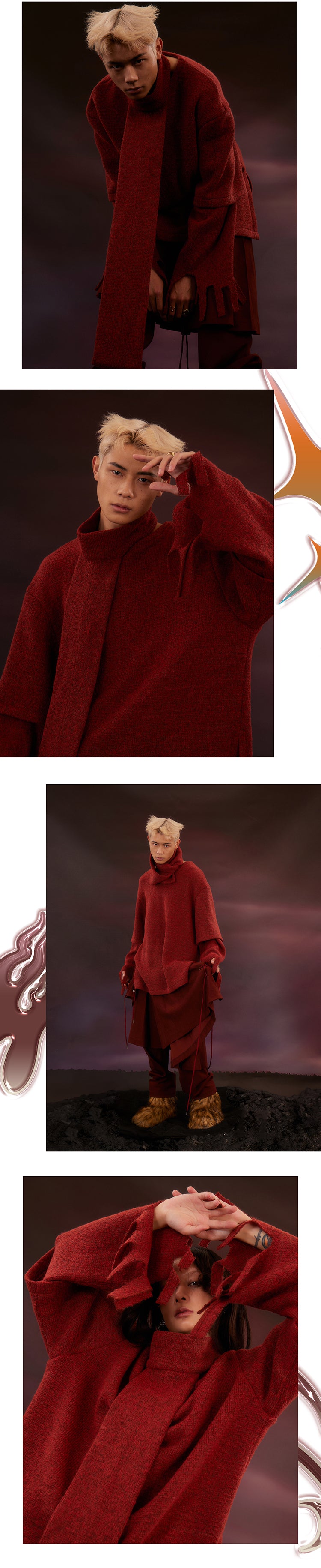 Scarf and tattered sweater