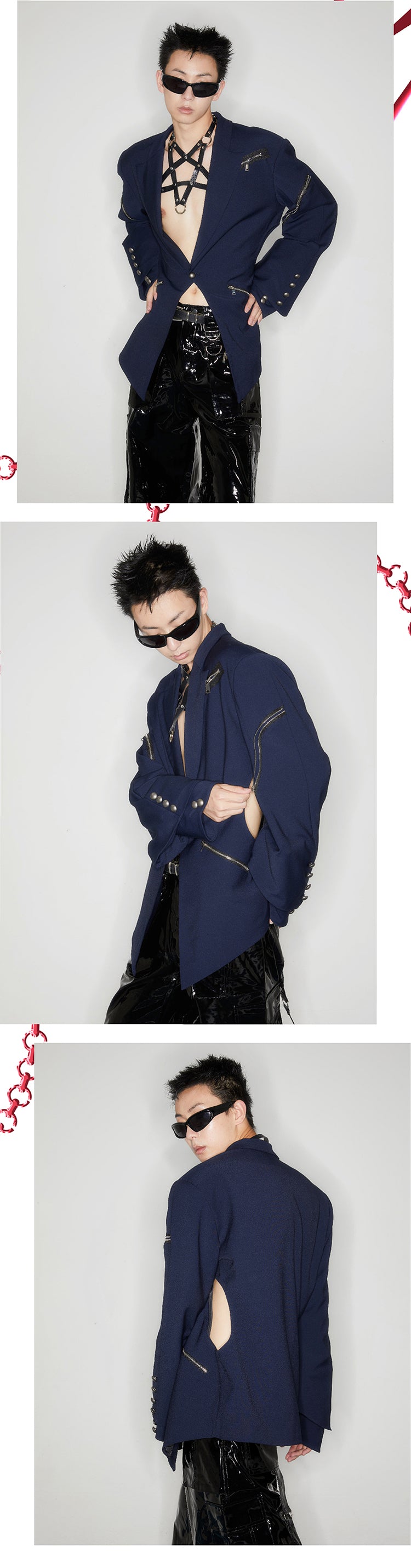 Hollow out double sleeved suit