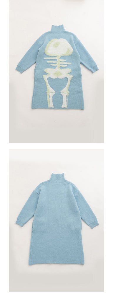 Light blue fish Bone Long Sweater