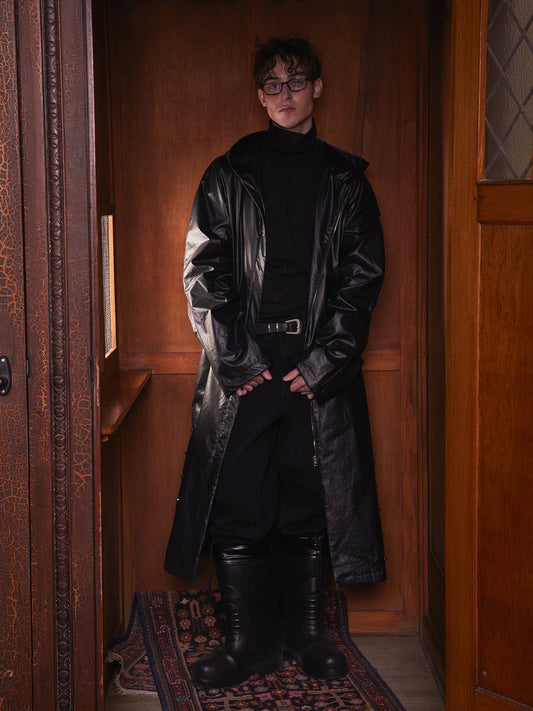 Silhouette hooded trench coat