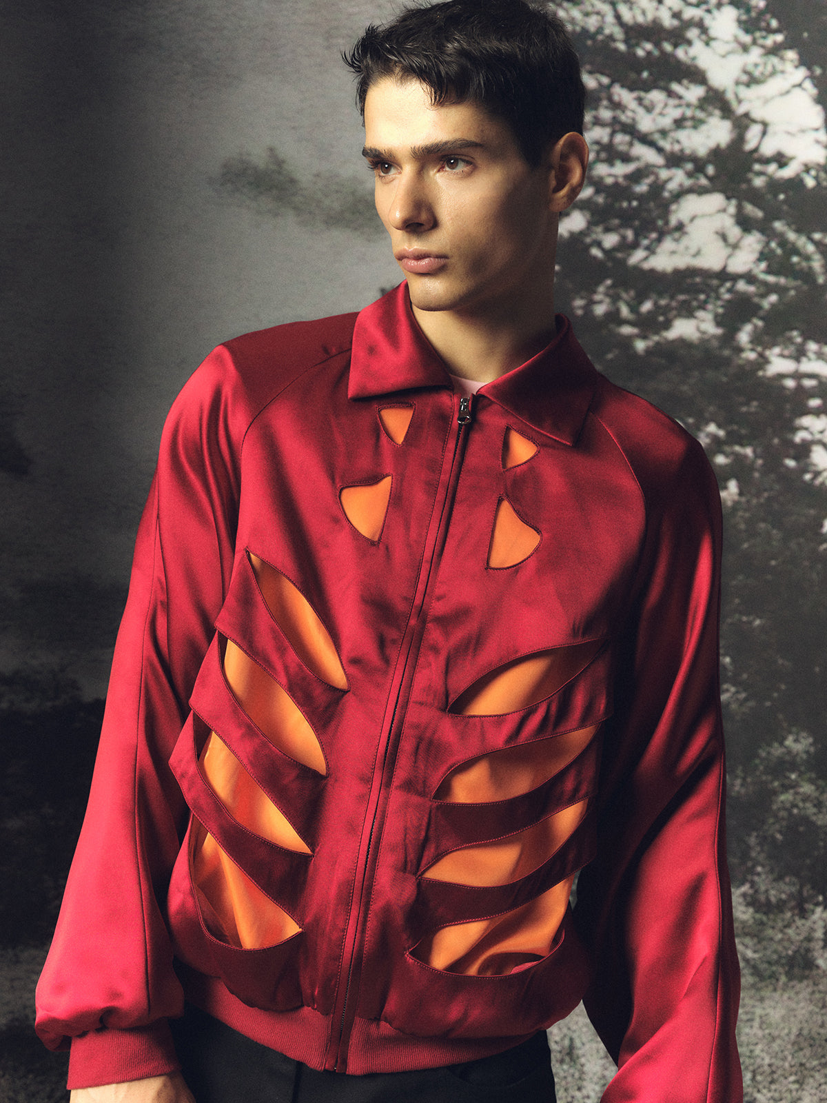 Skeleton hollowed out air force jacket