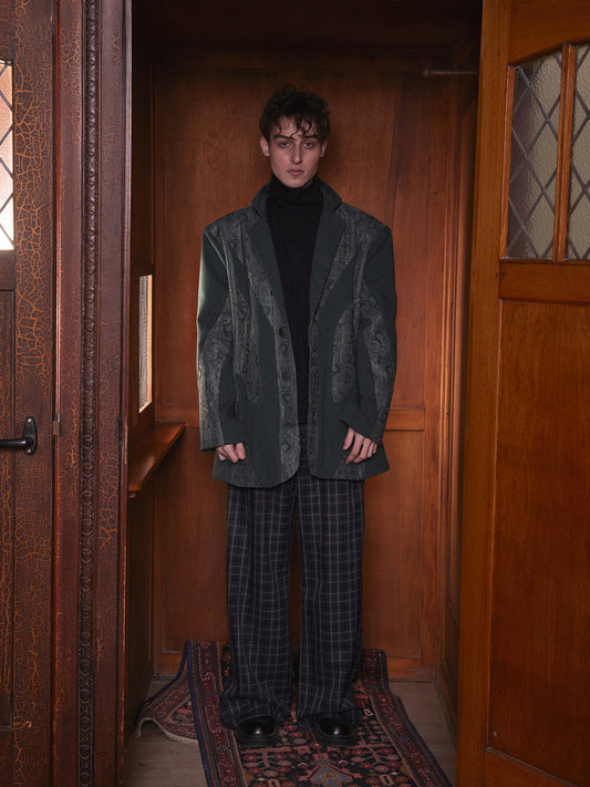 Dark green lace patchwork suit