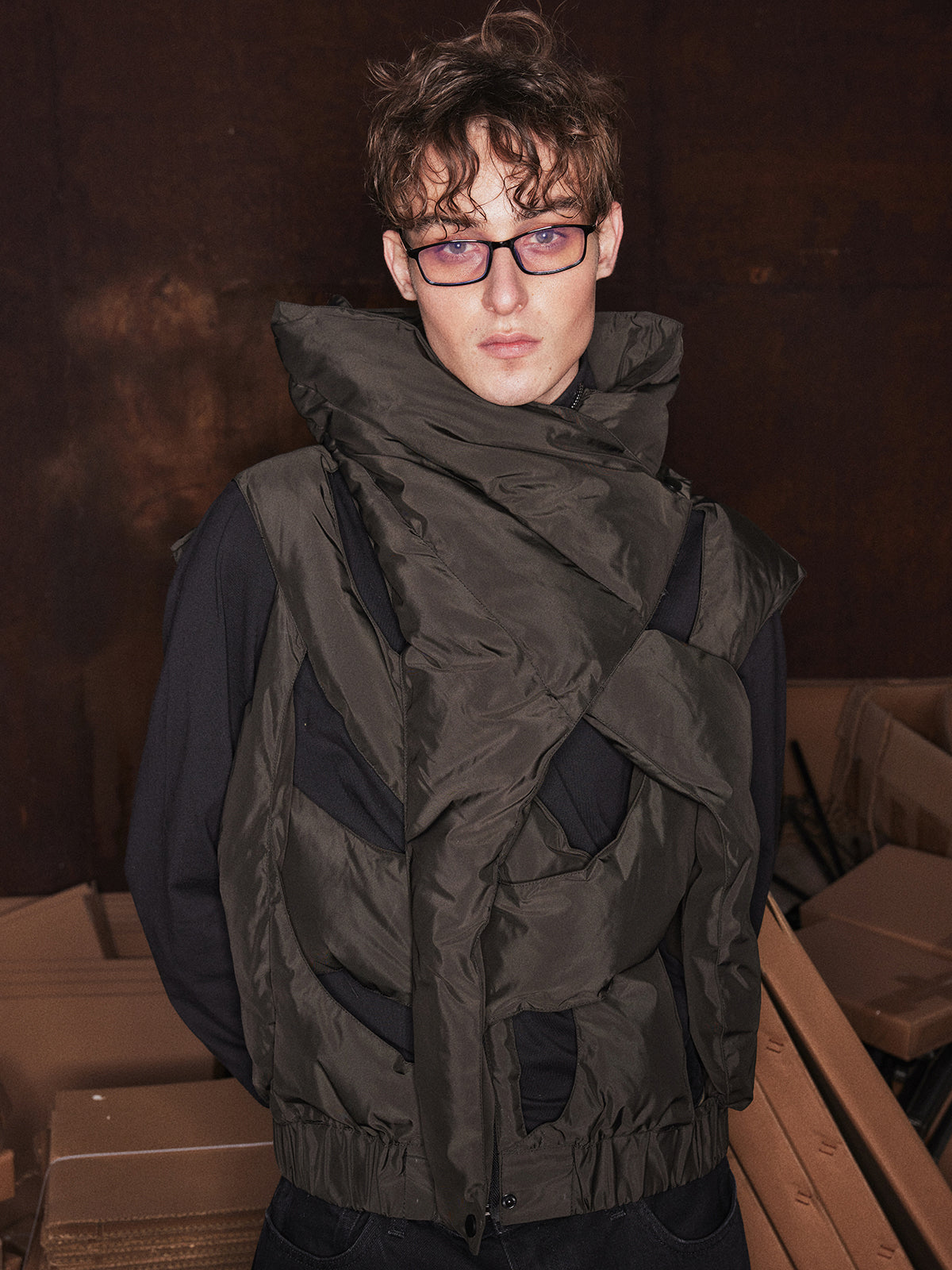 Hollow out dark cross cotton vest