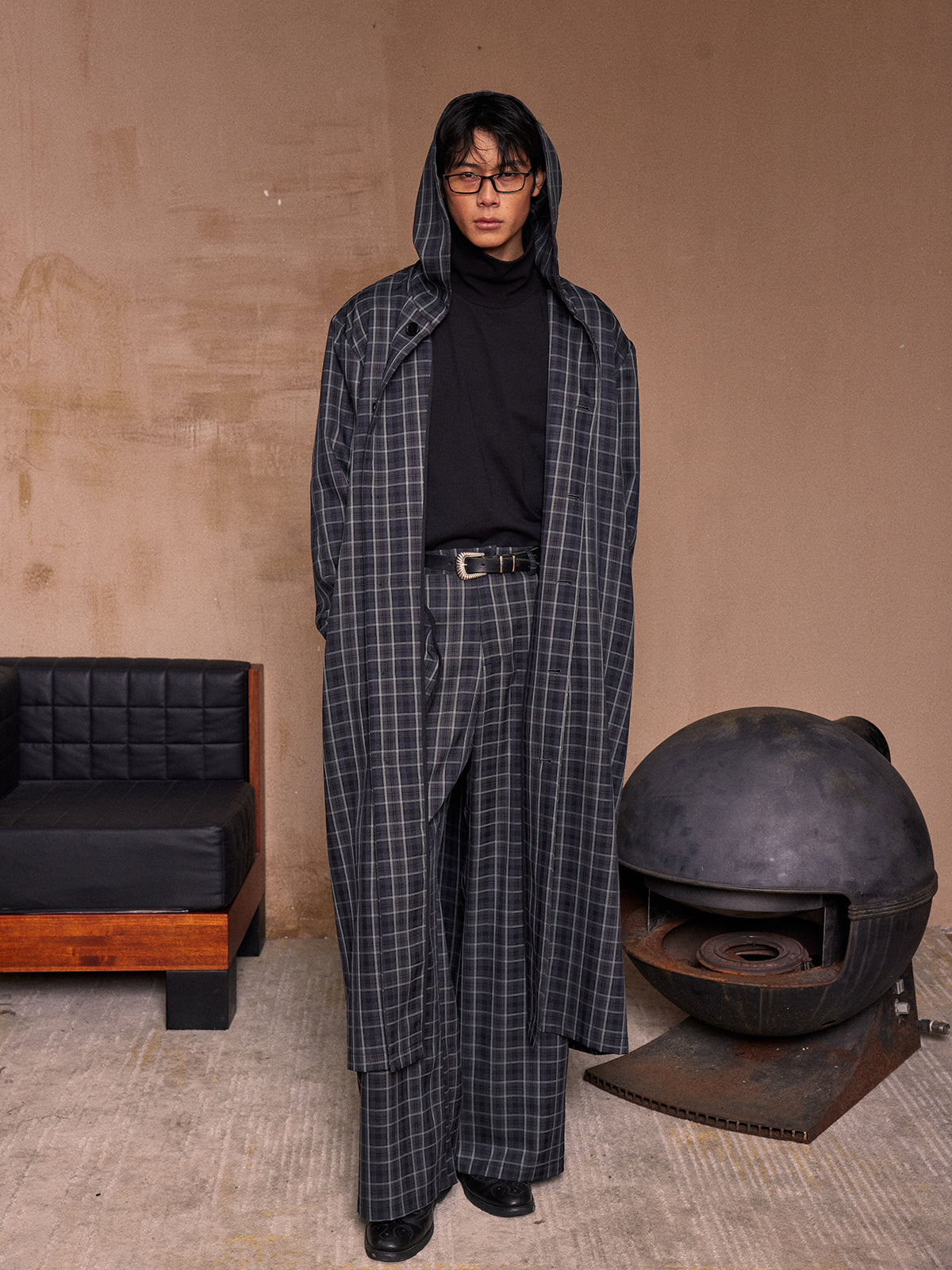 Deep green checkered long shirt