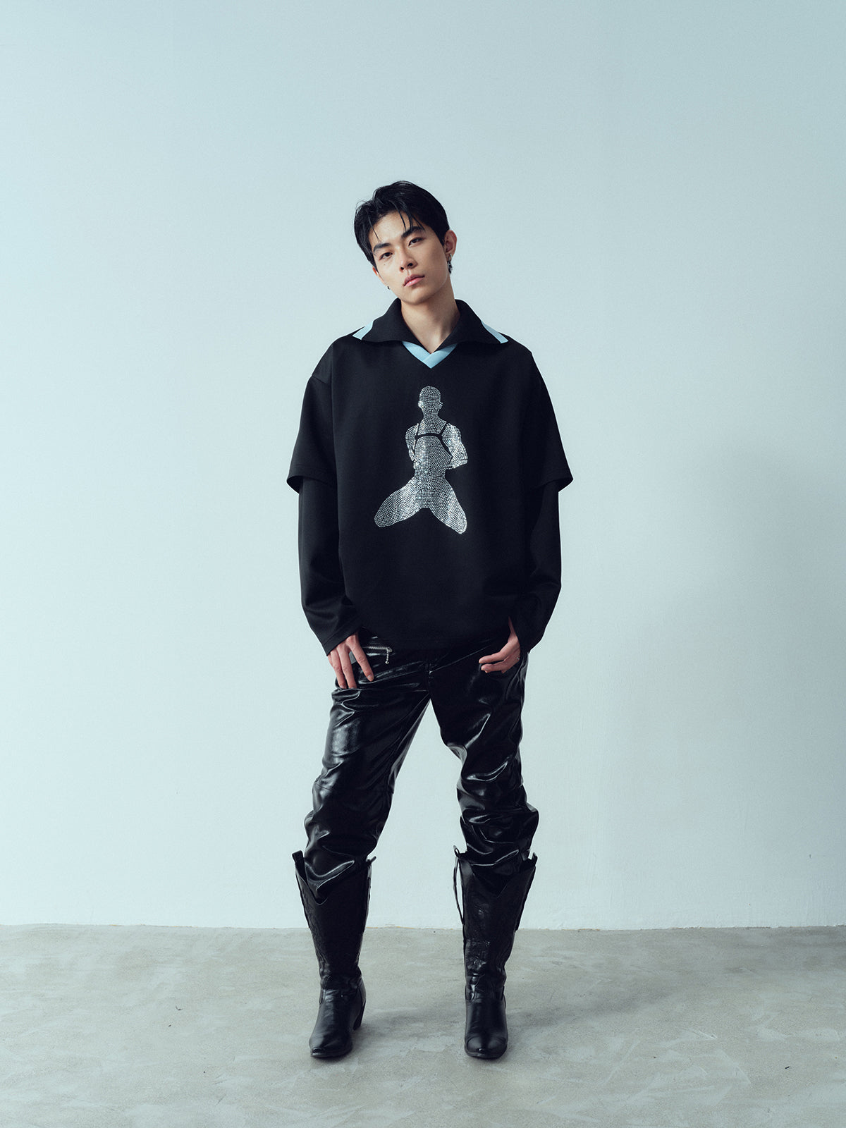 Flash diamond double-layer silhouette jersey