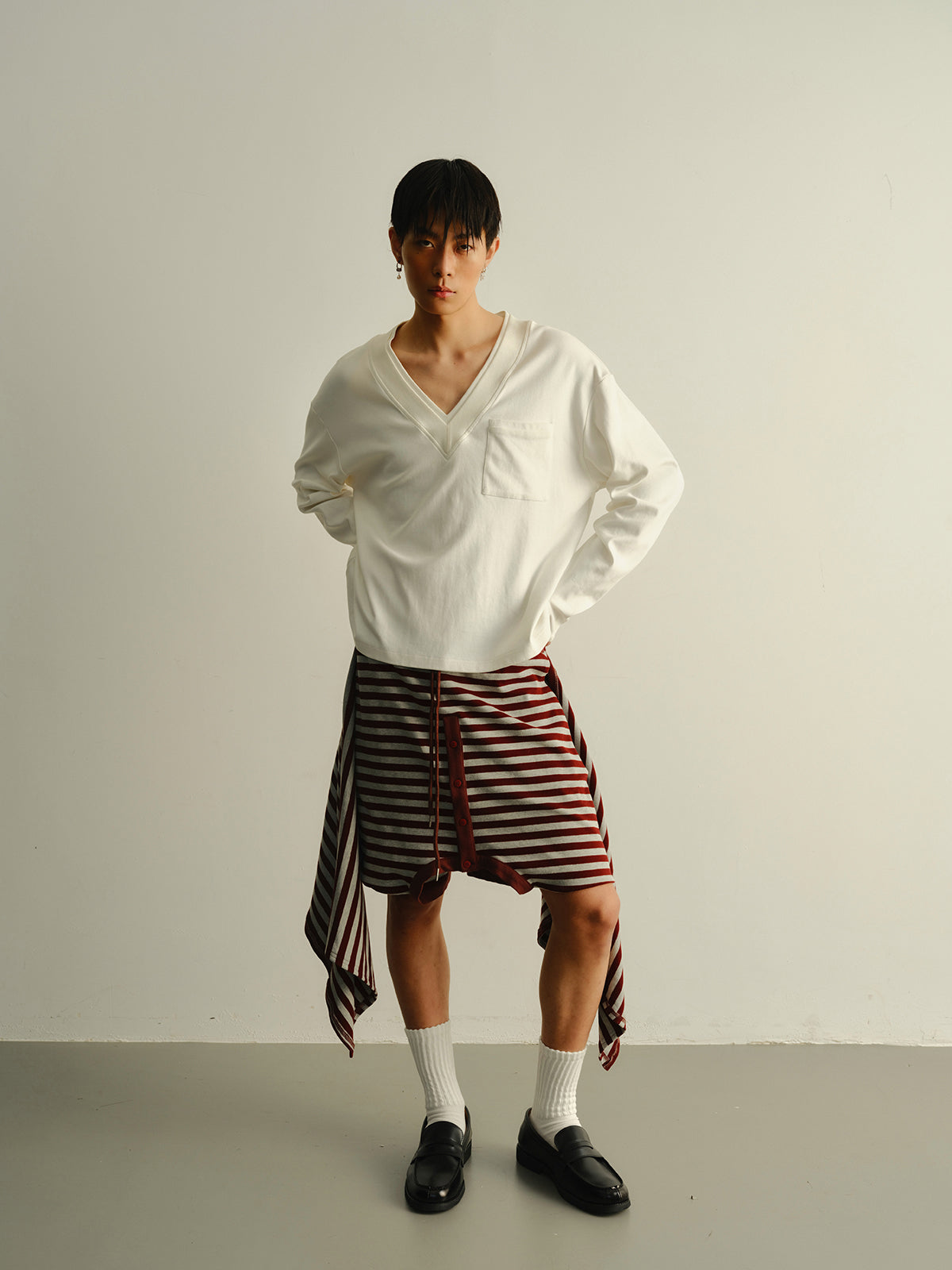 Stripe reversed sweatshirt shorts