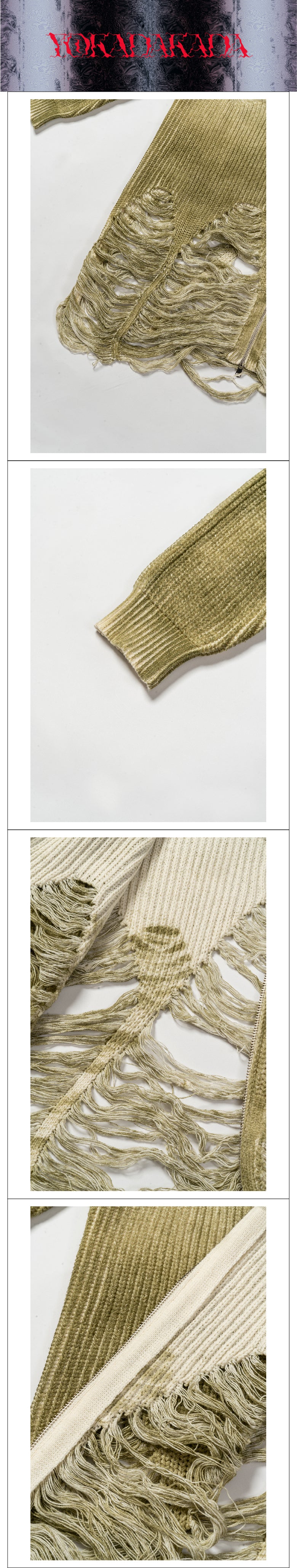 Gradient two-color ripped sweater