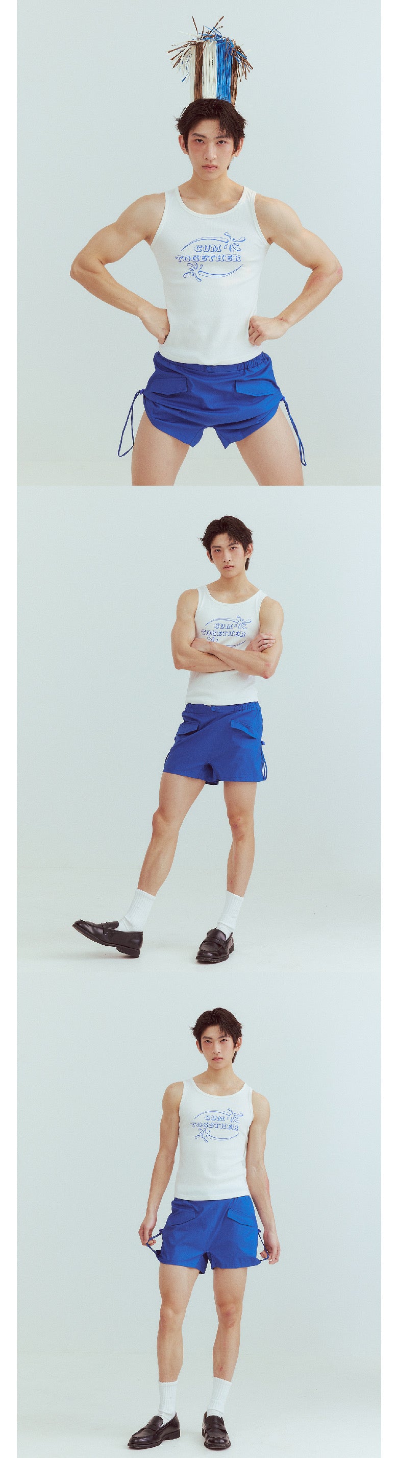 Blue distorted ultra-short shorts