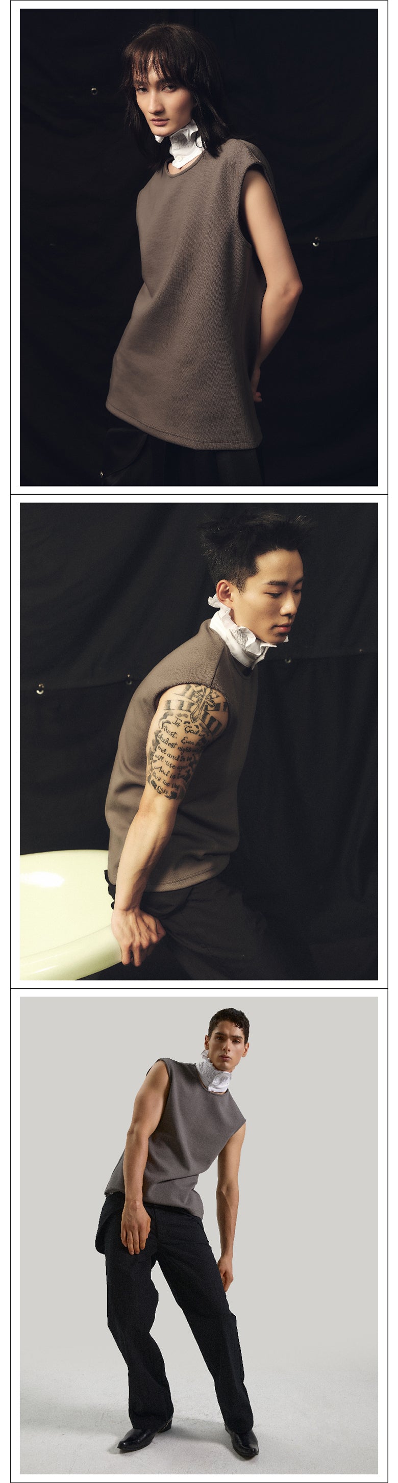 Palace White Shirt Collar Sleeveless T-shirt