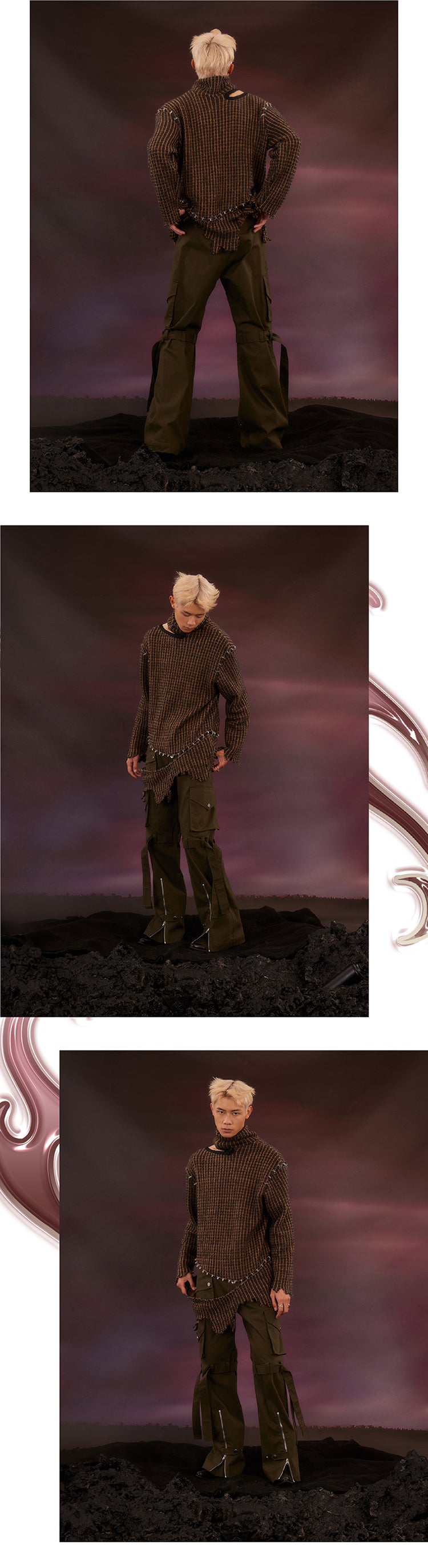 Split edge hook silhouette sweater