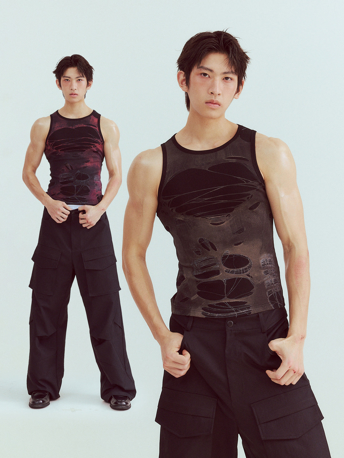 Torn print vest