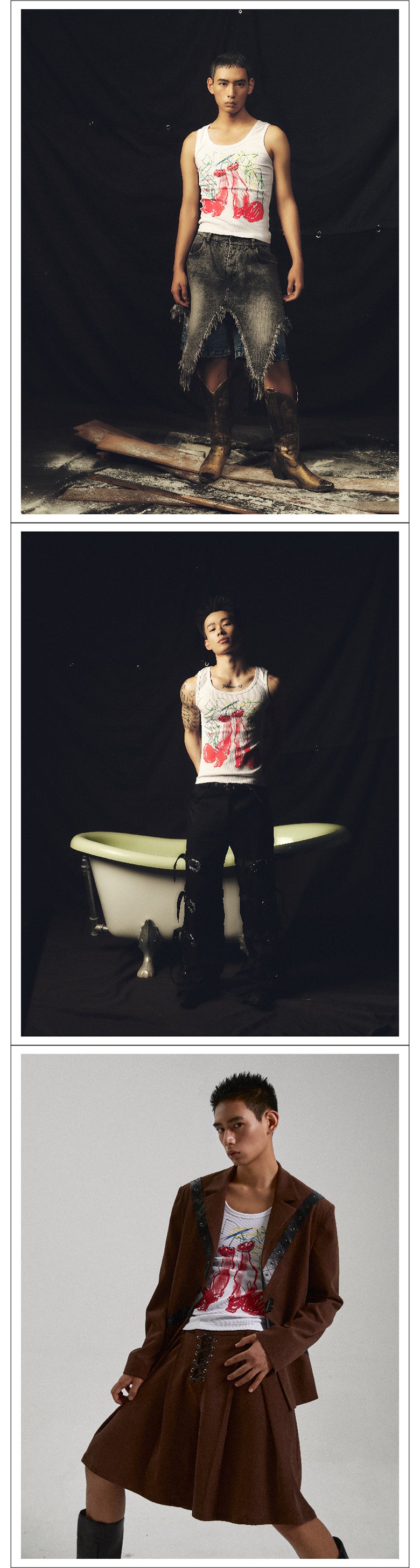 Cherry Graffiti Short Stroke Tank Top